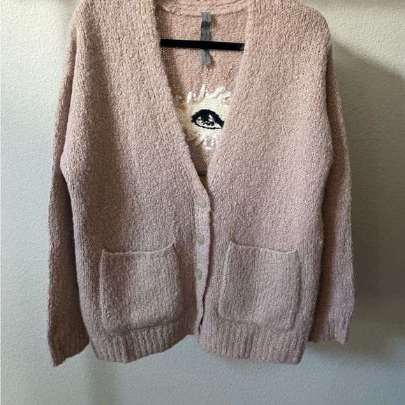 RAQUEL ALLEGRA DUSTY ROSE PINK EYE EMBROIDERED ALPACA CARDIGAN 1 OR S - Picture 12 of 13